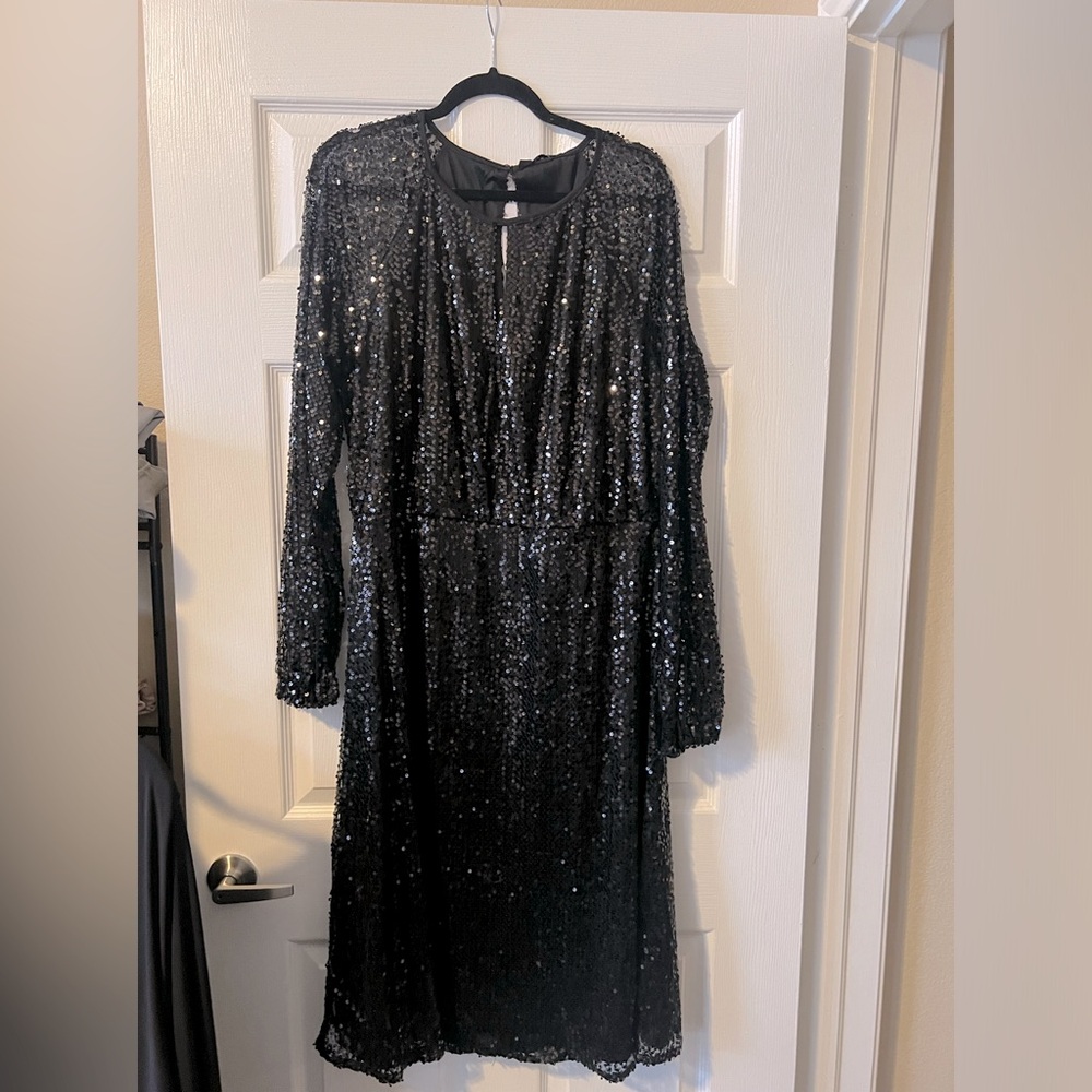 NWT Long Tall Sally black sequined dress XL